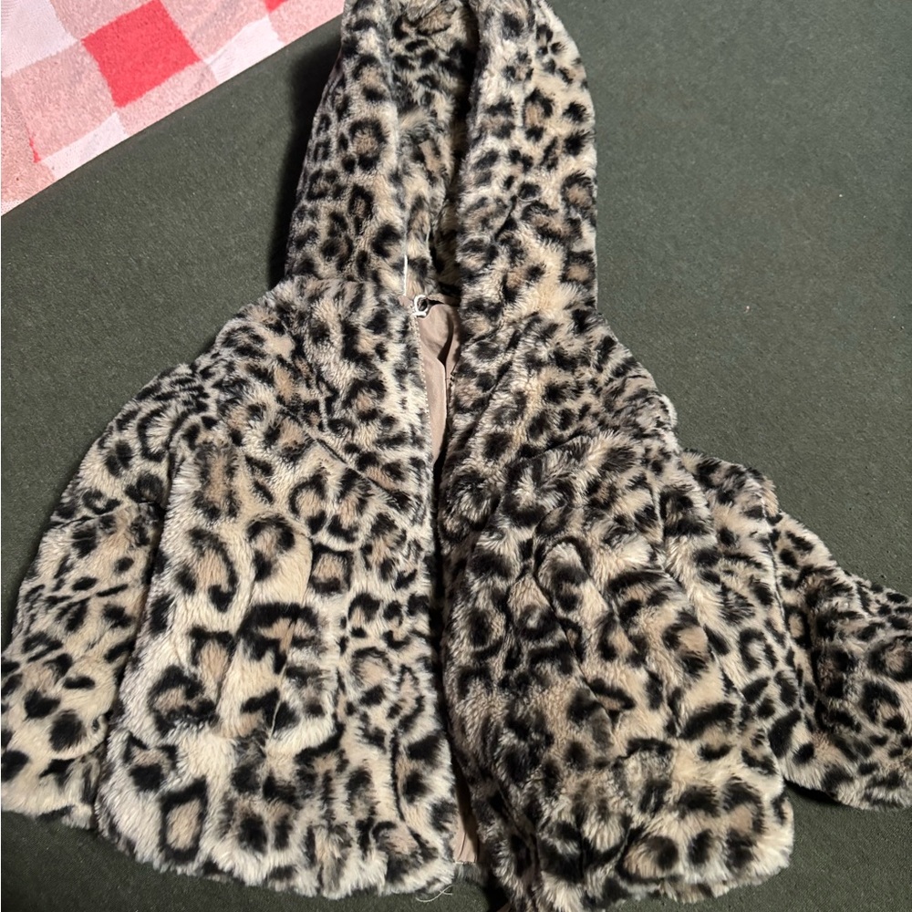 Zara Leopard Print Faux Fur Jacket
